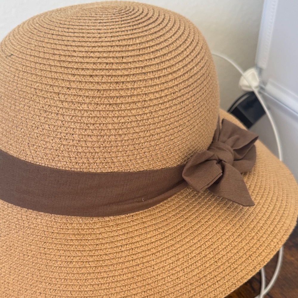 Chic Tan Women's Hat with Brown Bow